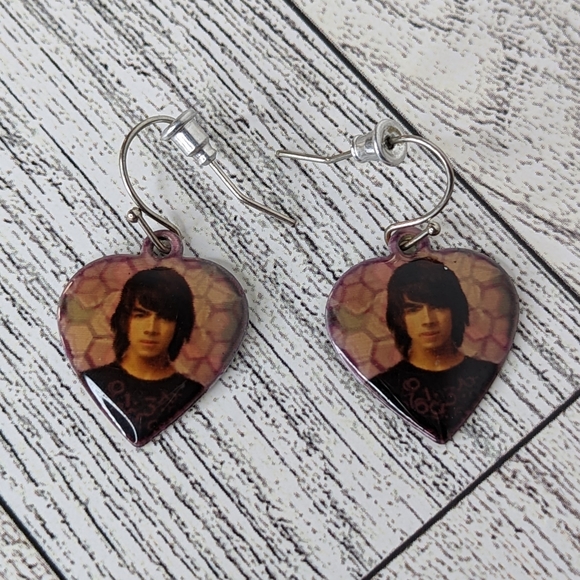 Disney Earrings Heart Shaped Jonas Brothers Pierced Jewelry Vintage